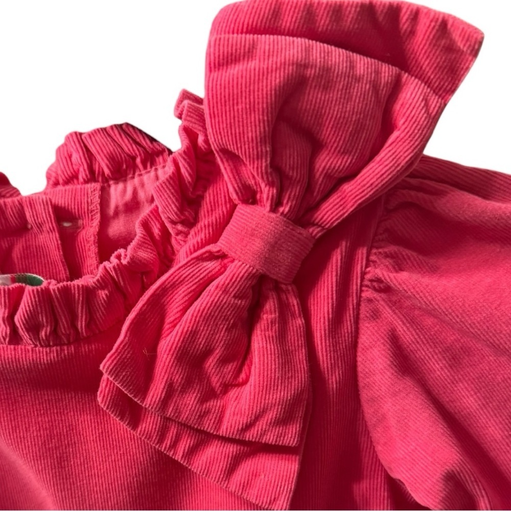 Shrimp & Grits Kids Pink Corduroy Bow Dress | Girls 5 | Holiday Photos - Picture 3 of 5